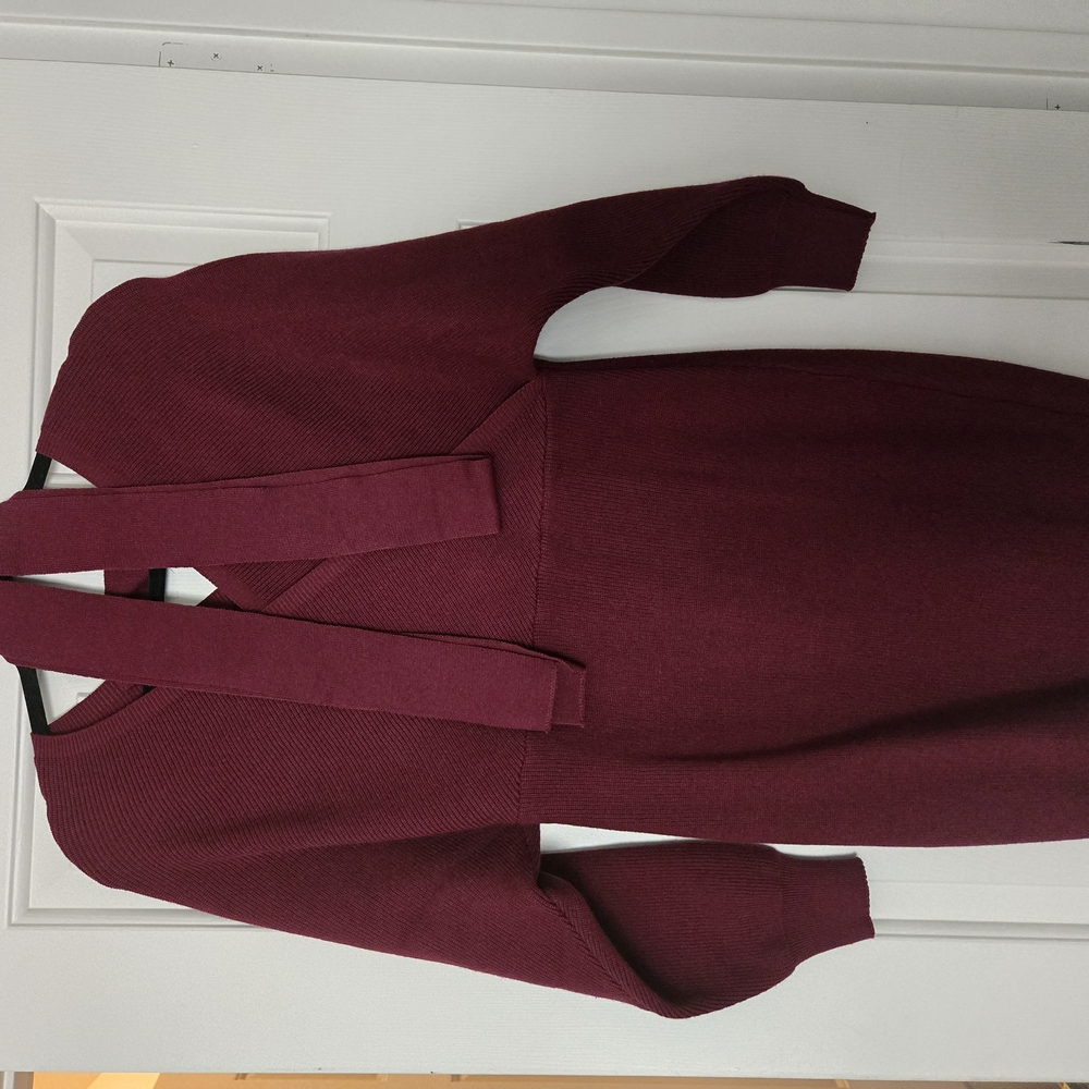 Burgundy Long Sleeve Sweater Dress